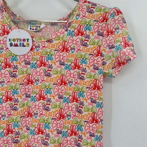 Dot Dot Smile Girl's Cap Sleeve Dress 12-24 months Short Sleeve Colorful Bows - Picture 2 of 6